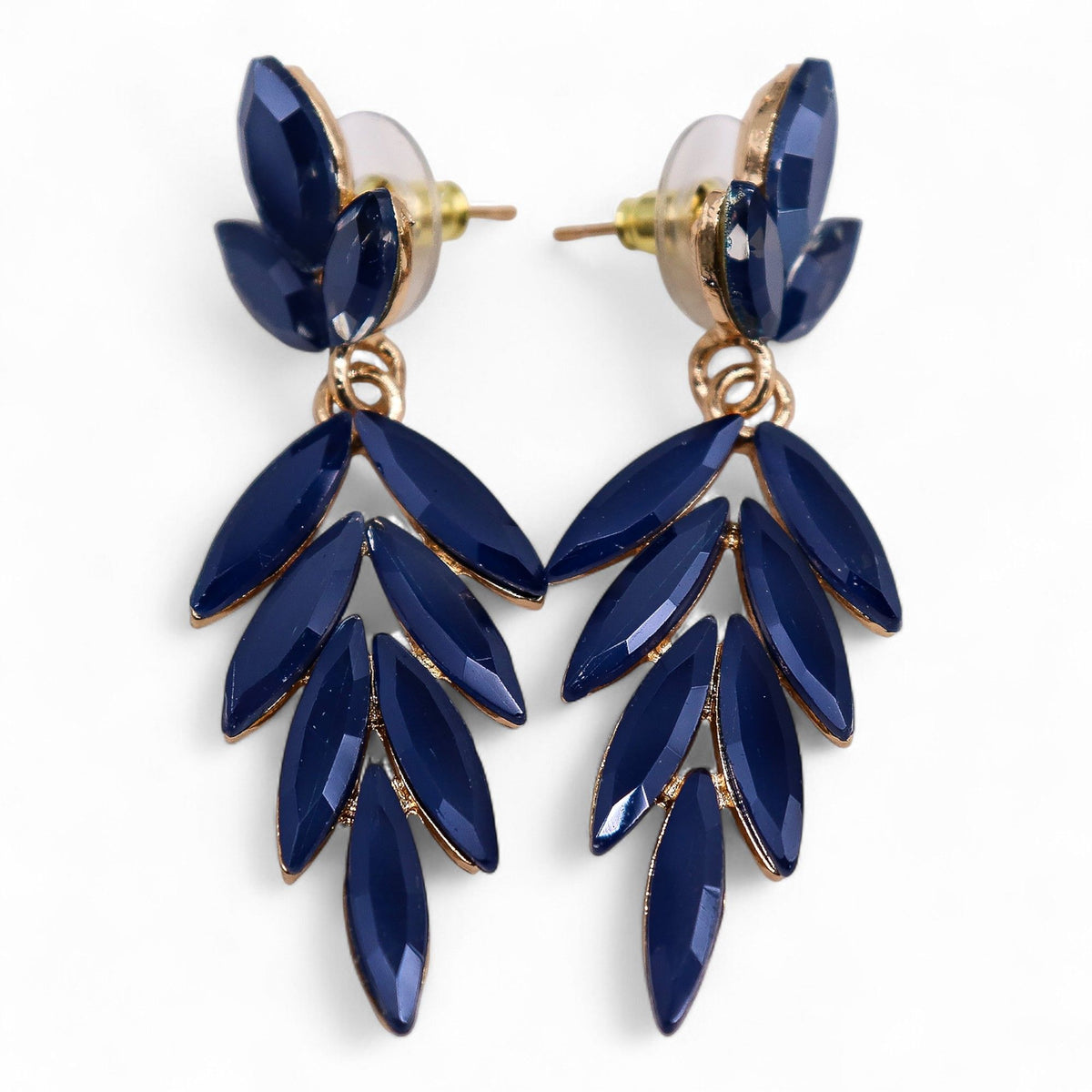 * Boucles d’oreilles longues pendantes en verre vintage bleu royal