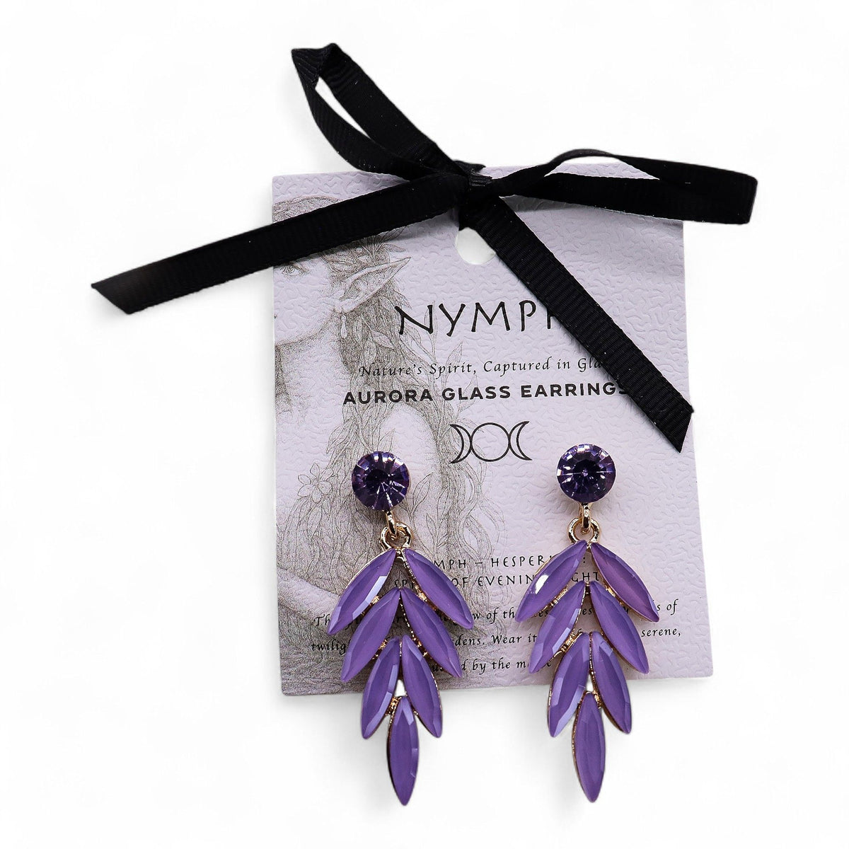 * Boucles d’oreilles fées en verre vintage – Lavande