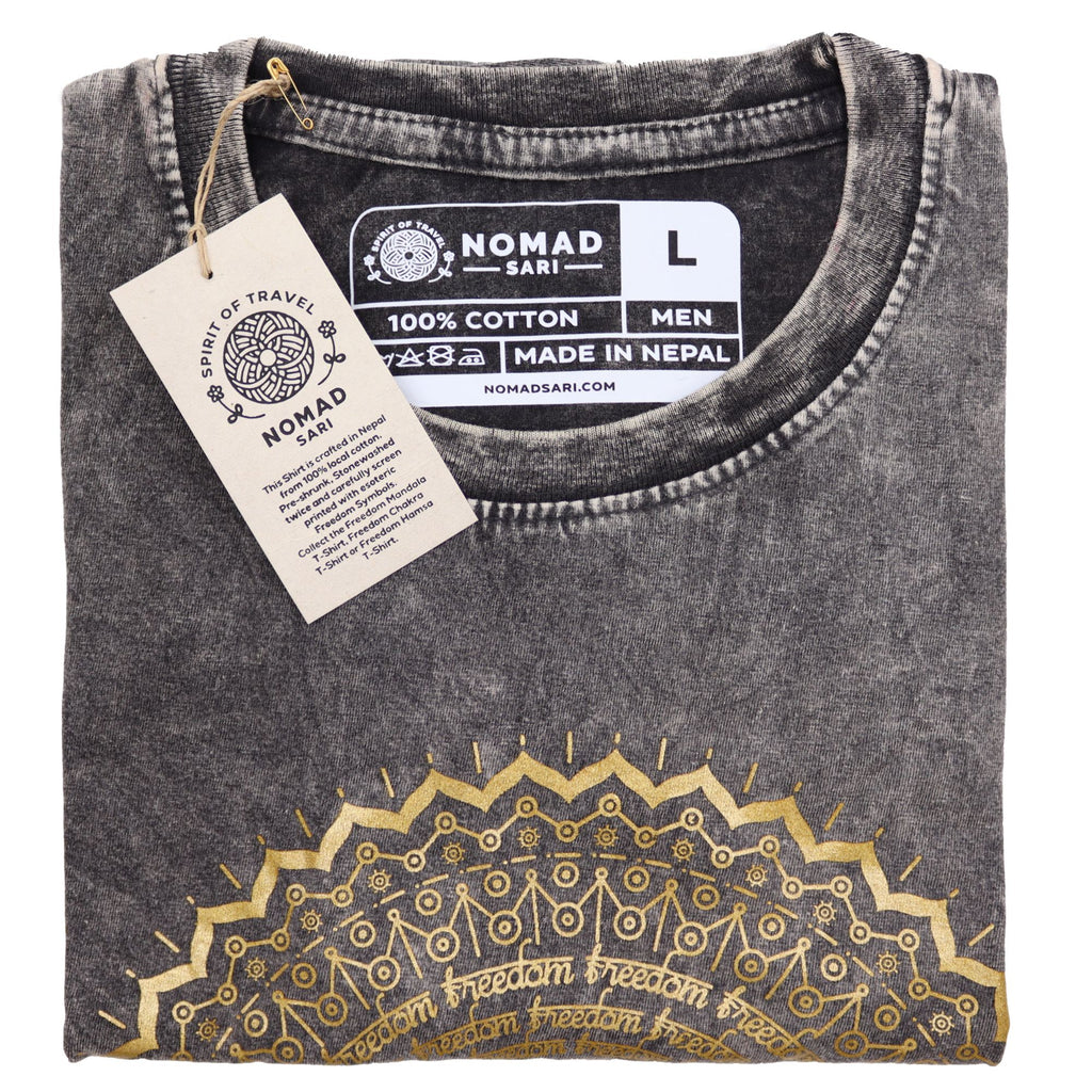 * T-Shirt en Coton Délavé Nomad Sari – Hamsa – Gris Foncé – L