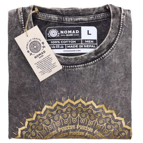 * T-Shirt en Coton Délavé Nomad Sari – Hamsa – Gris Foncé – L