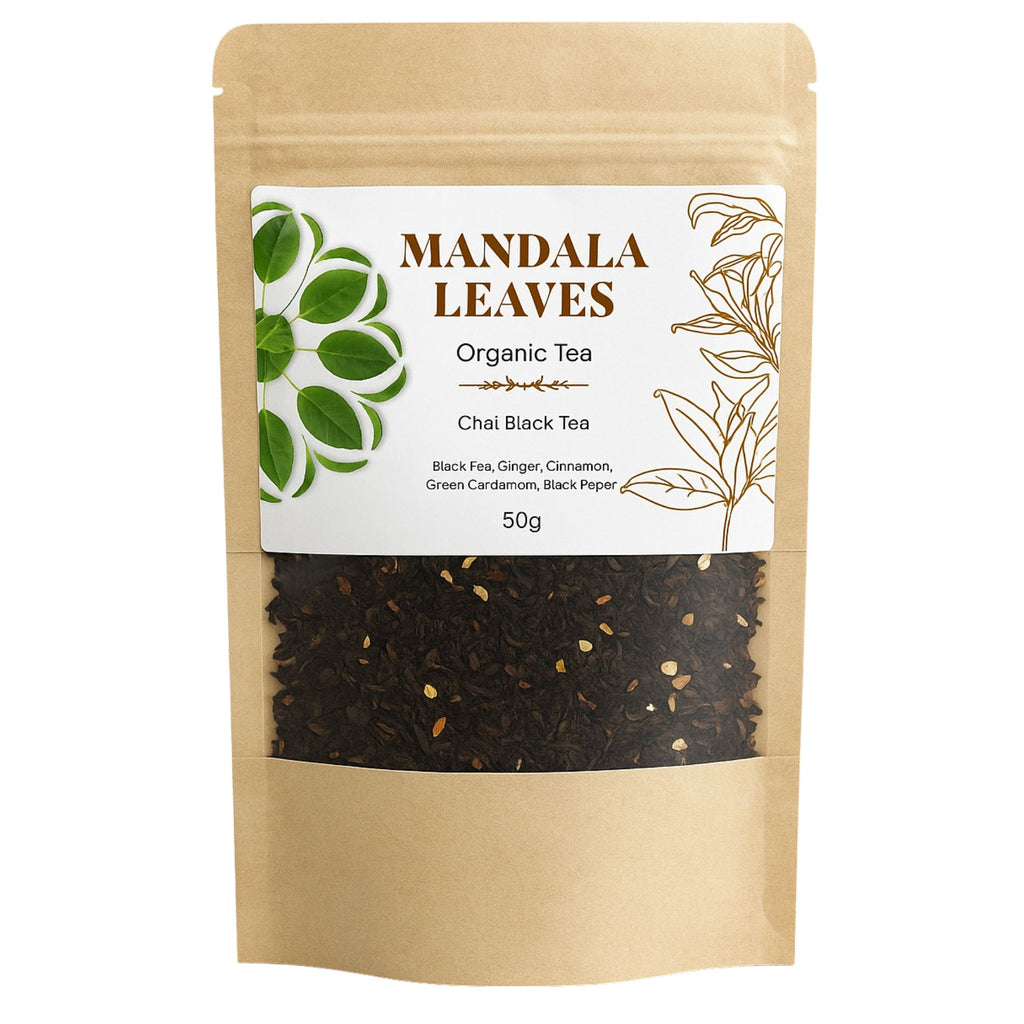 Thé Noir Chai Bio 50g – Gingembre Cannelle Cardamome Poivre Noir | Sachet Artisanal
