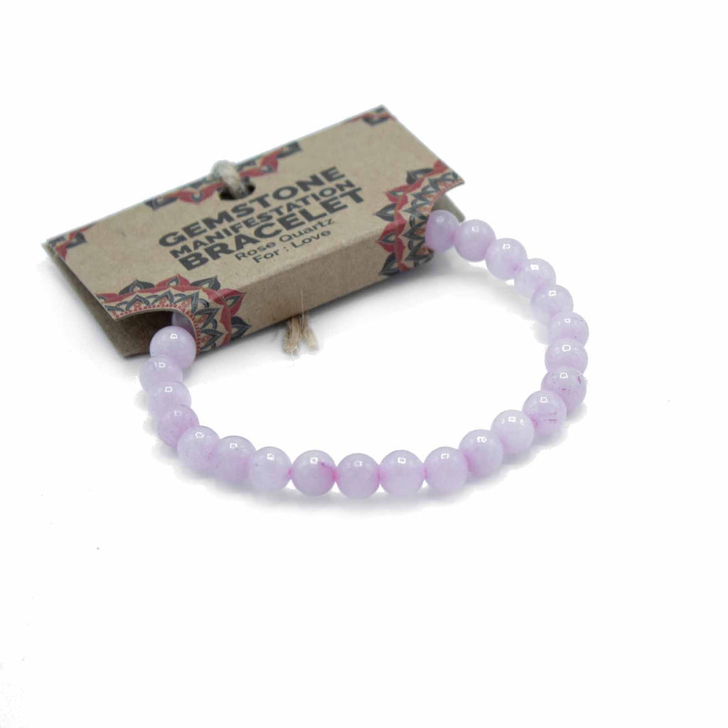 Bracelet de manifestation en quartz rose, thème de l’amour