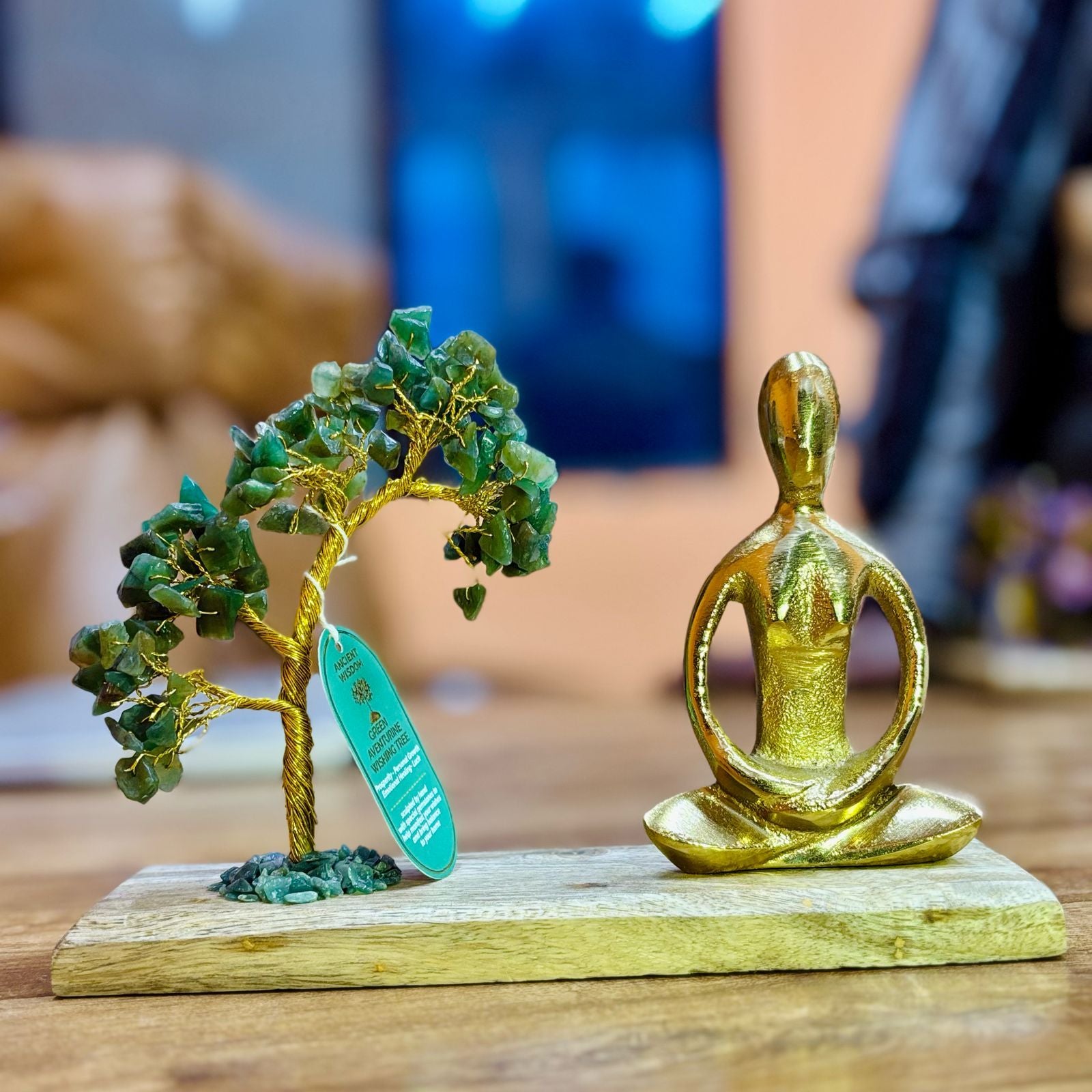 Jardin de Yoga en Aventurine Verte - Posture Padmasana - Arbre Incliné - 100 Éclats