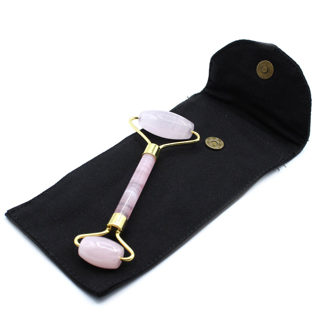 Rouleau de massage visage en quartz rose