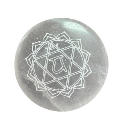 Lot de 7 plaques de rechargement en sélénite, motifs chakras