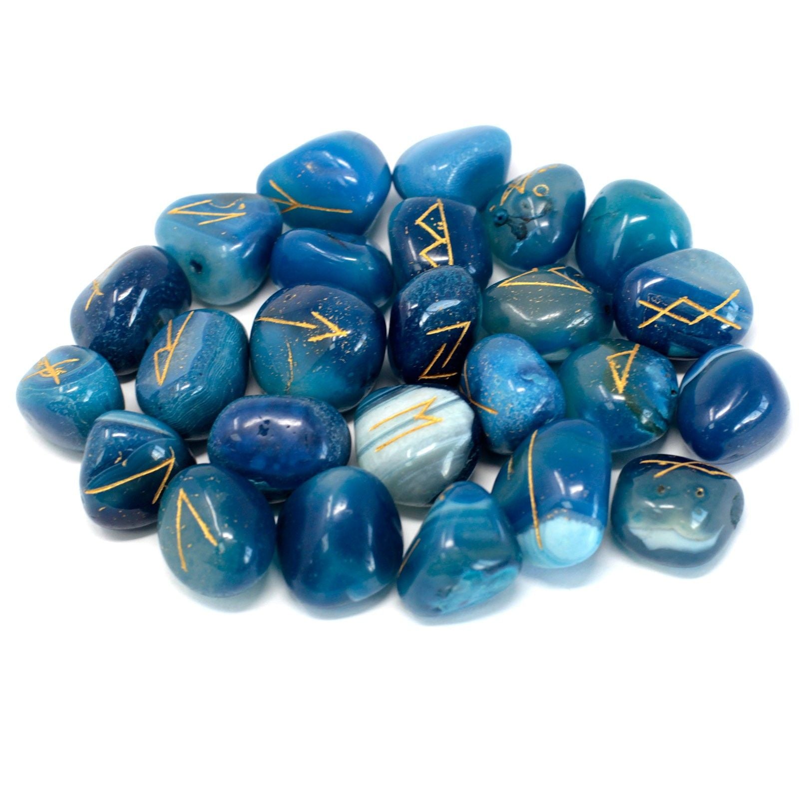 Set de Pierres Runiques en Pochette – Onyx Bleu