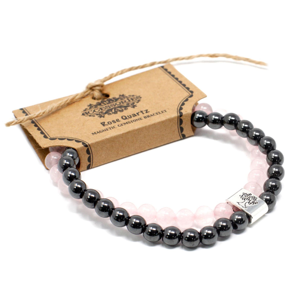 Bracelet Magnétique en Pierres Naturelles – Quartz Rose