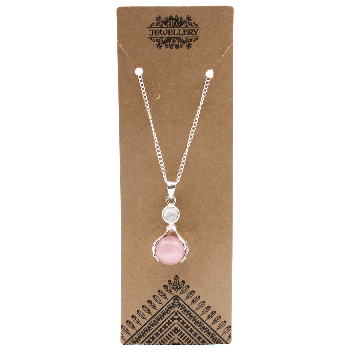 Pendentif « mains guérisseuses » en quartz rose