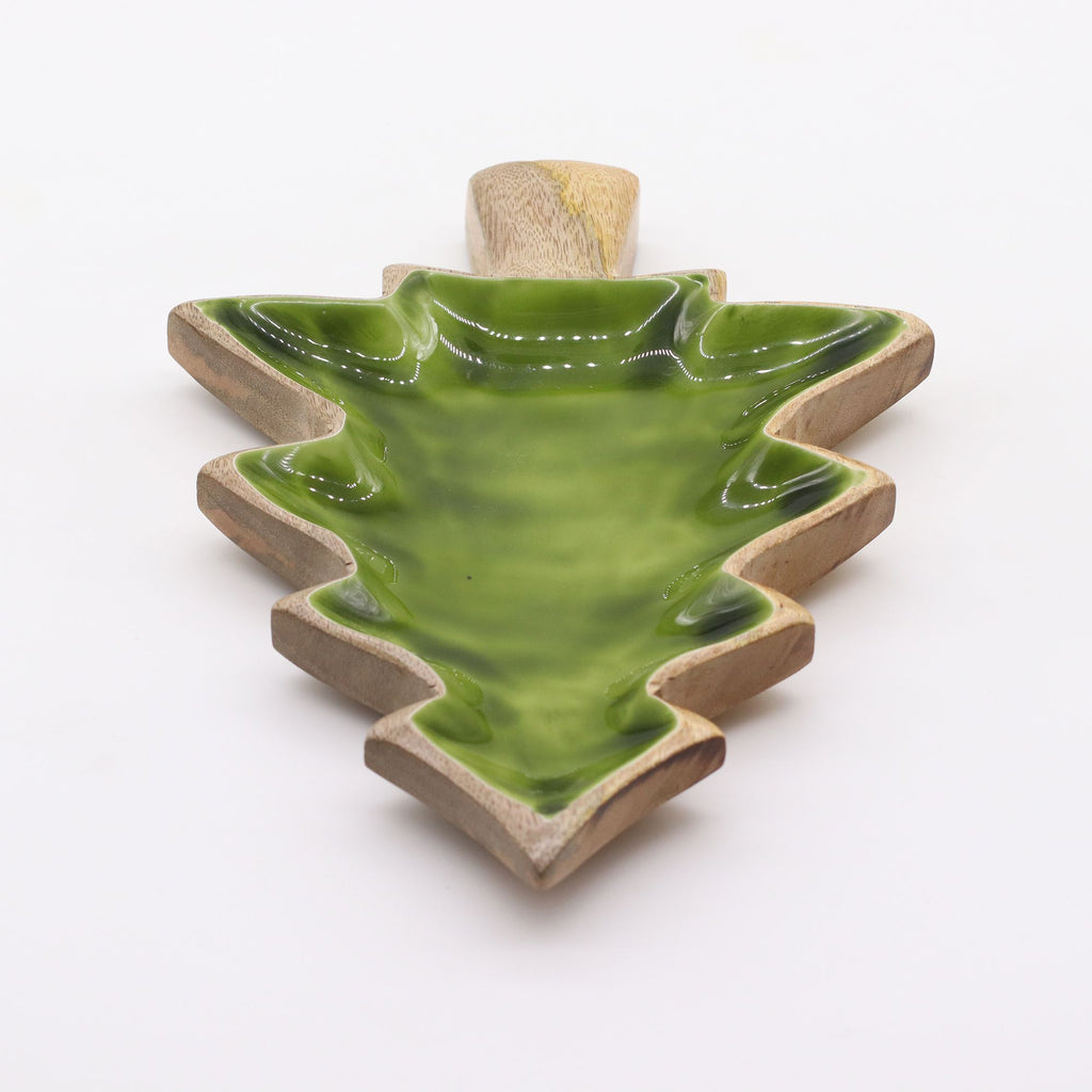 * Perdu dans la forêt – Bol en bois émaillé en forme de sapin – 25 × 19 cm