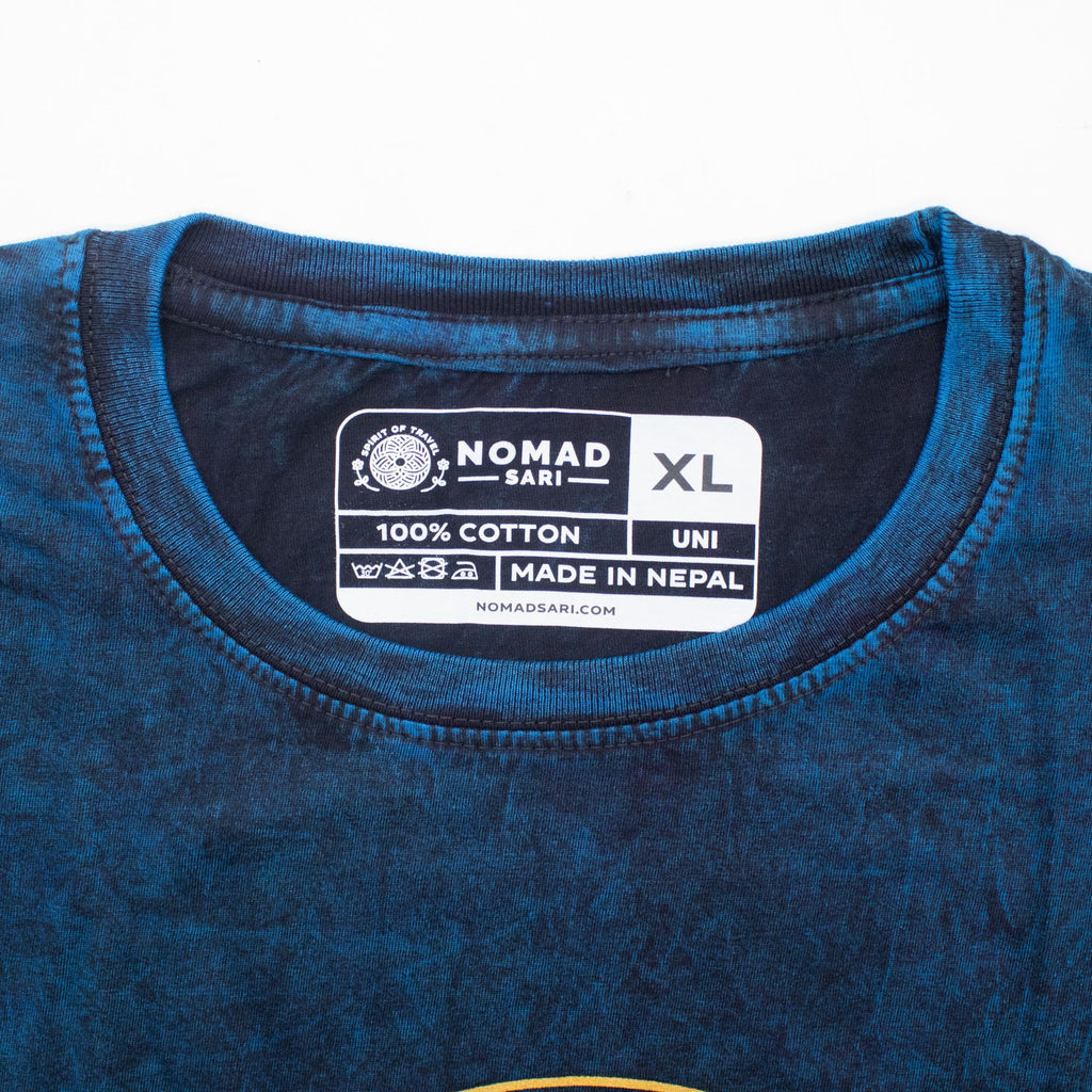 * T-Shirt en Coton Délavé Nomad Sari – Stay Wild Moon Child – Bleu – XL