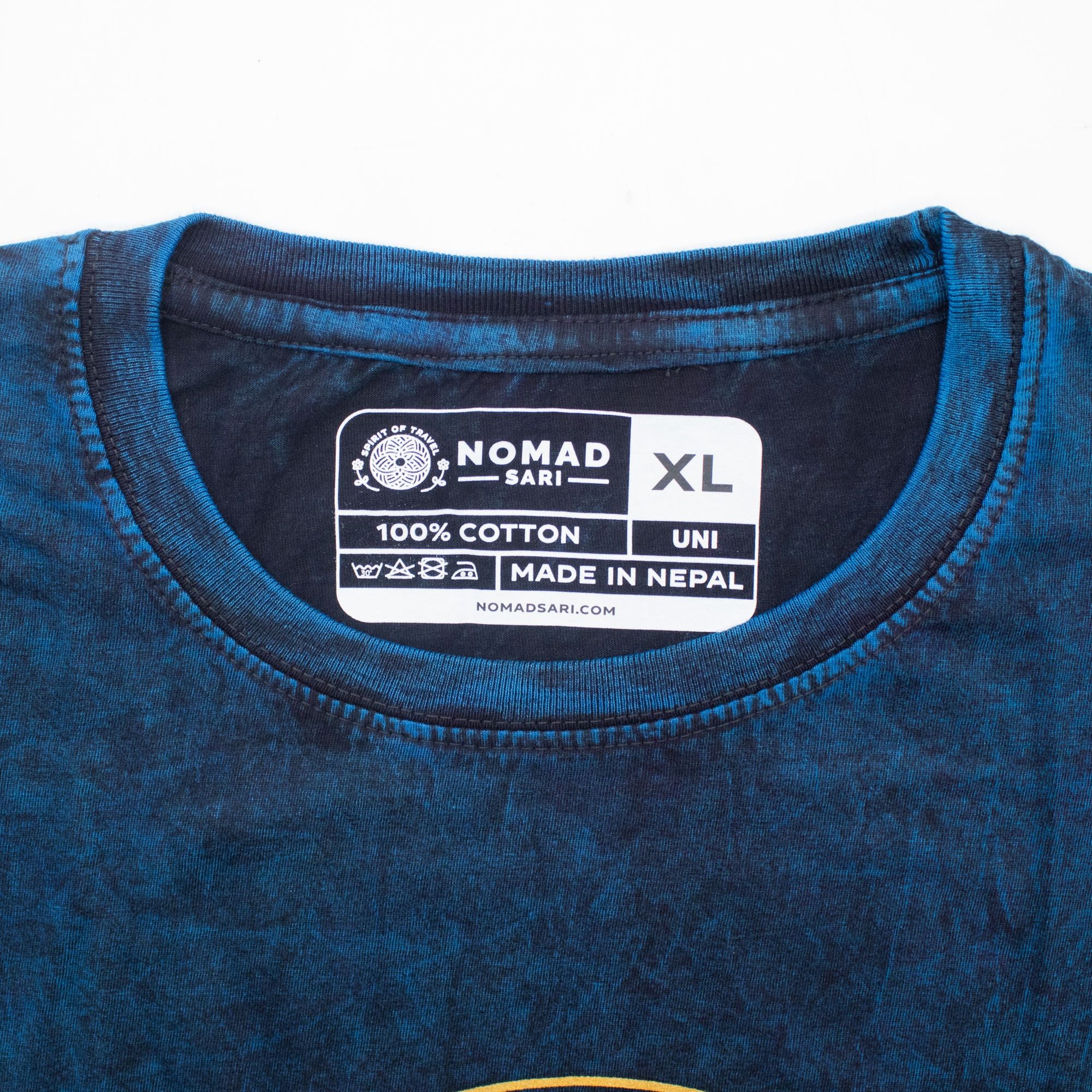 * T-Shirt en Coton Délavé Nomad Sari – Stay Wild Moon Child – Bleu – XL