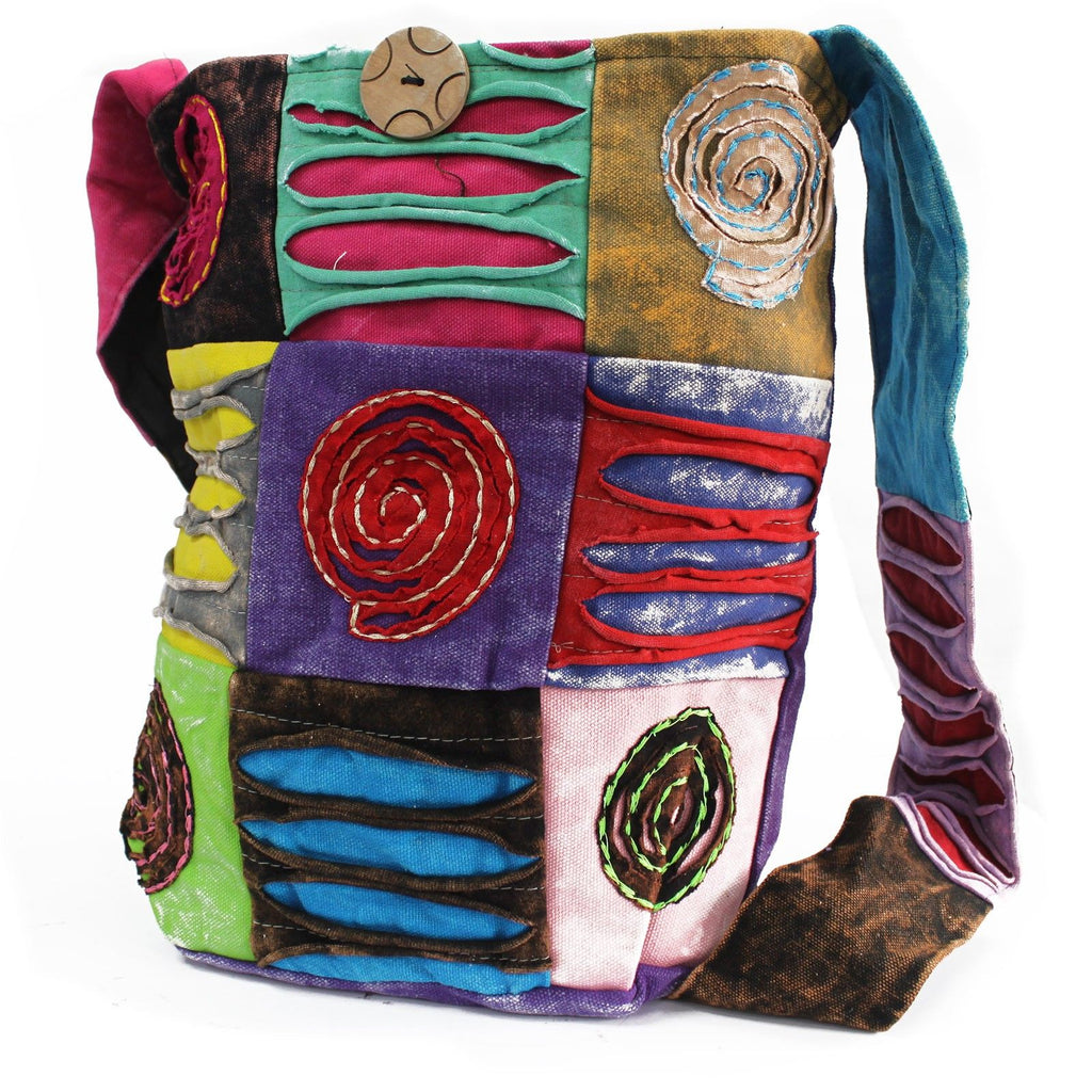 Sac Sling Ethnique Motif Spirale – Coloris Violet | Artisanal
