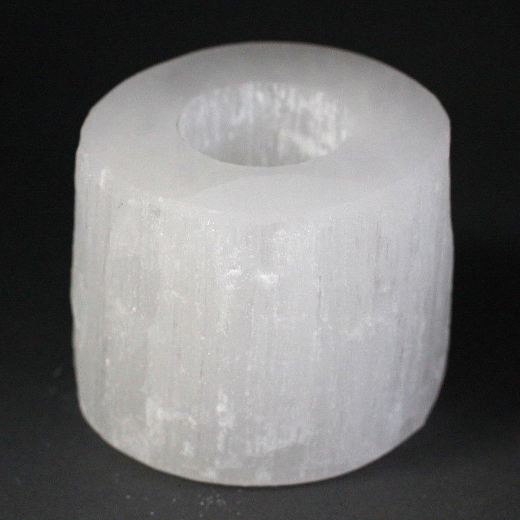 Photophore cylindrique en sélénite – 8 cm