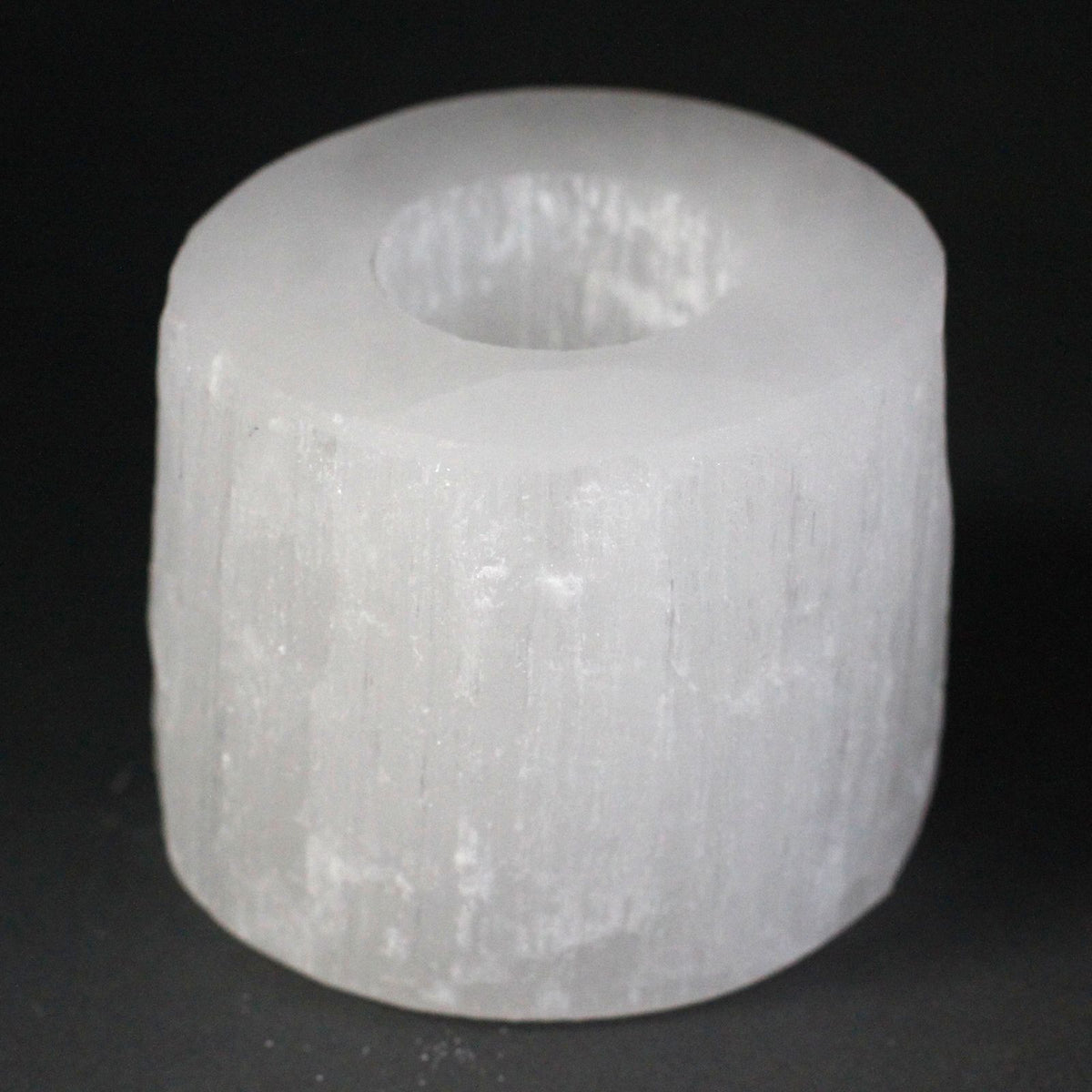Photophore cylindrique en sélénite – 8 cm
