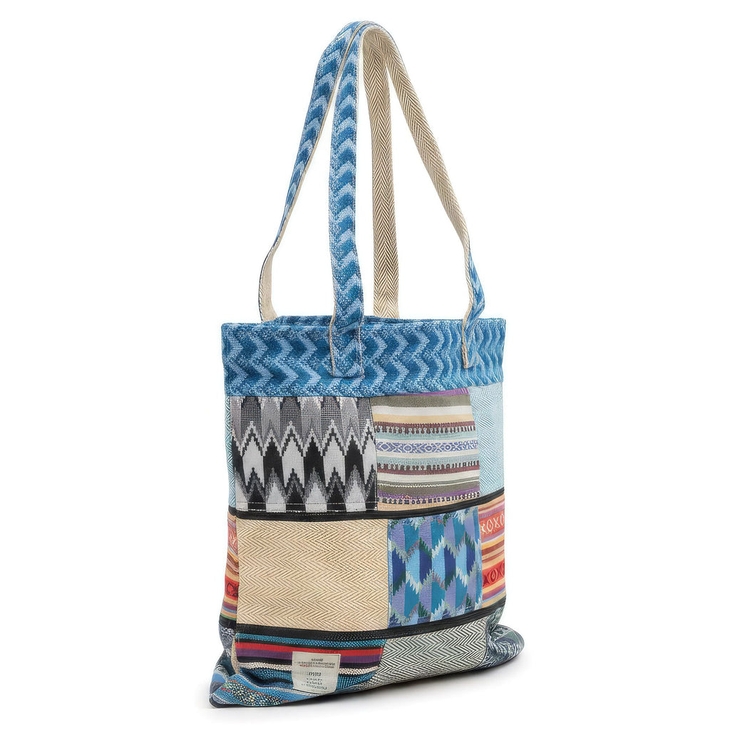 Tote Bag Patchwork Katmandou – Motif Dhaka Tissé Main | 37x38cm | Artisanal Népal