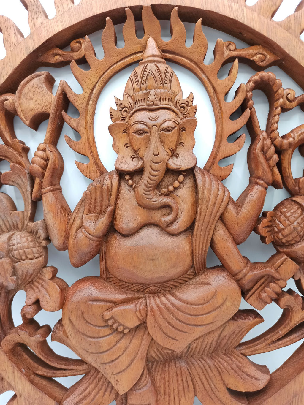* Panneau mural Ganesh en bois de suar sculpté à la main, 40 cm