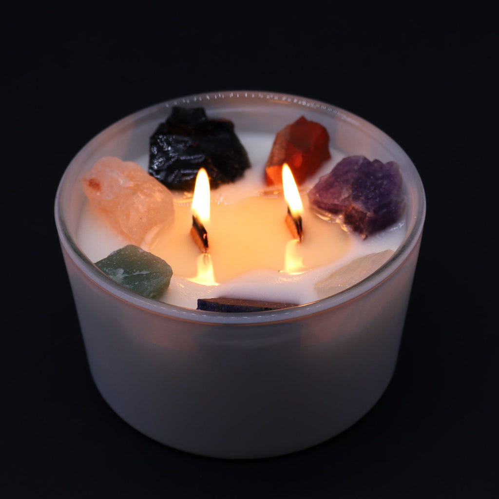 Grande Bougie Cristal Chakras – Sept Chakras
