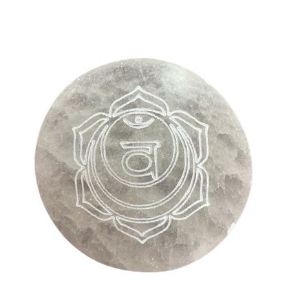 Lot de 7 plaques de rechargement en sélénite, motifs chakras