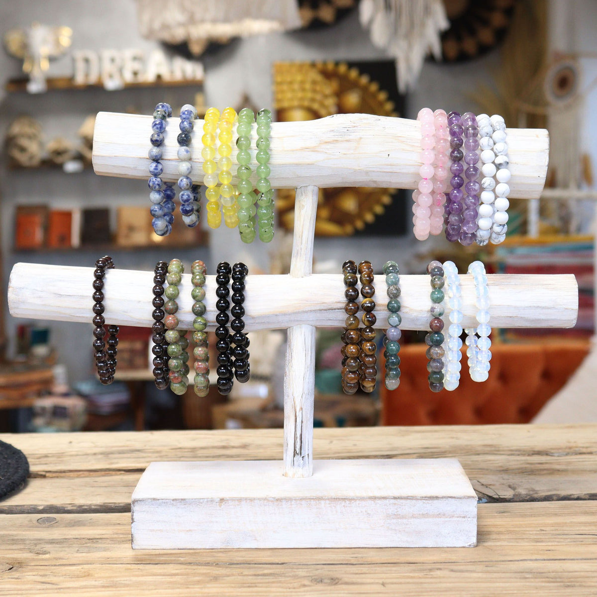 Bracelet extensible en améthyste 8 mm