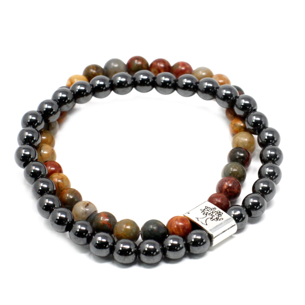 Bracelet Magnétique en Pierres Naturelles – Jaspe Picasso