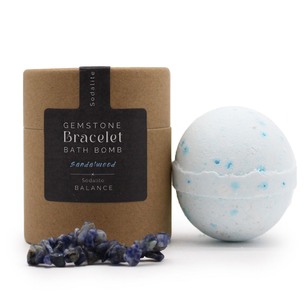 * Bombe de bain avec bracelet en sodalite – Bois de santal et sel marin