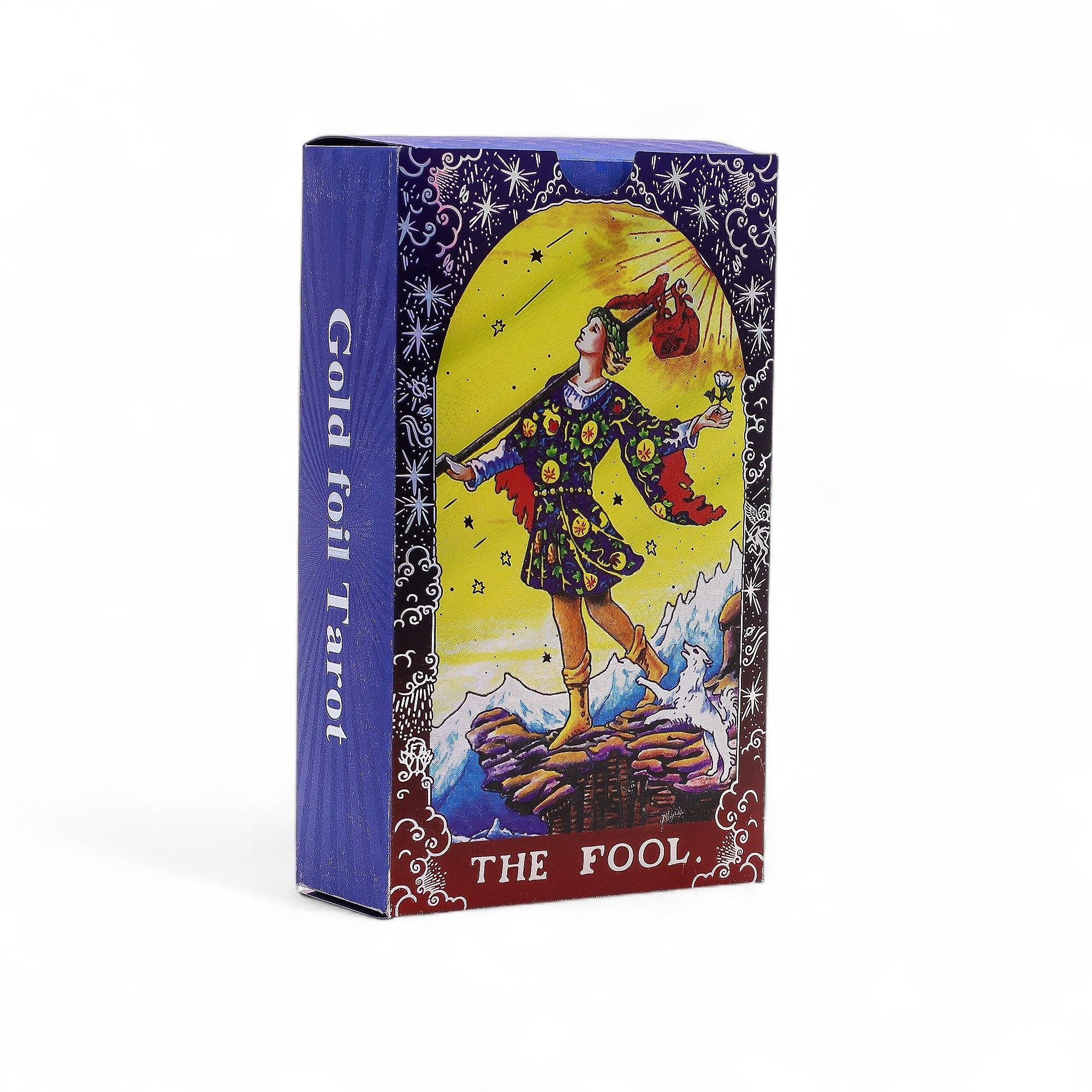 Jeu de Tarot Mandala Feuille d'Or Bleue – 78 Cartes PET avec Livret