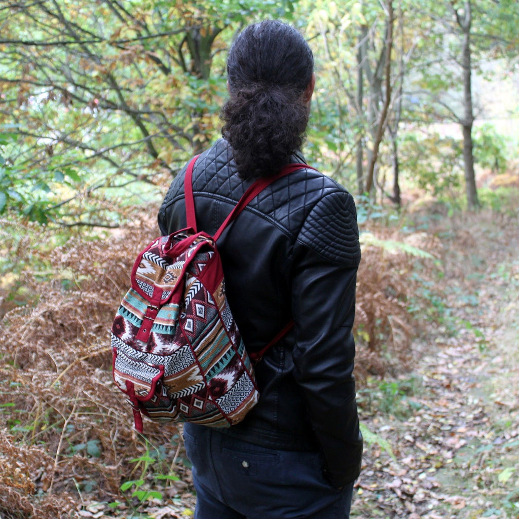 Sac à Dos Jacquard Ethnique – Coloris Chocolat | Style Népalais | Artisanal
