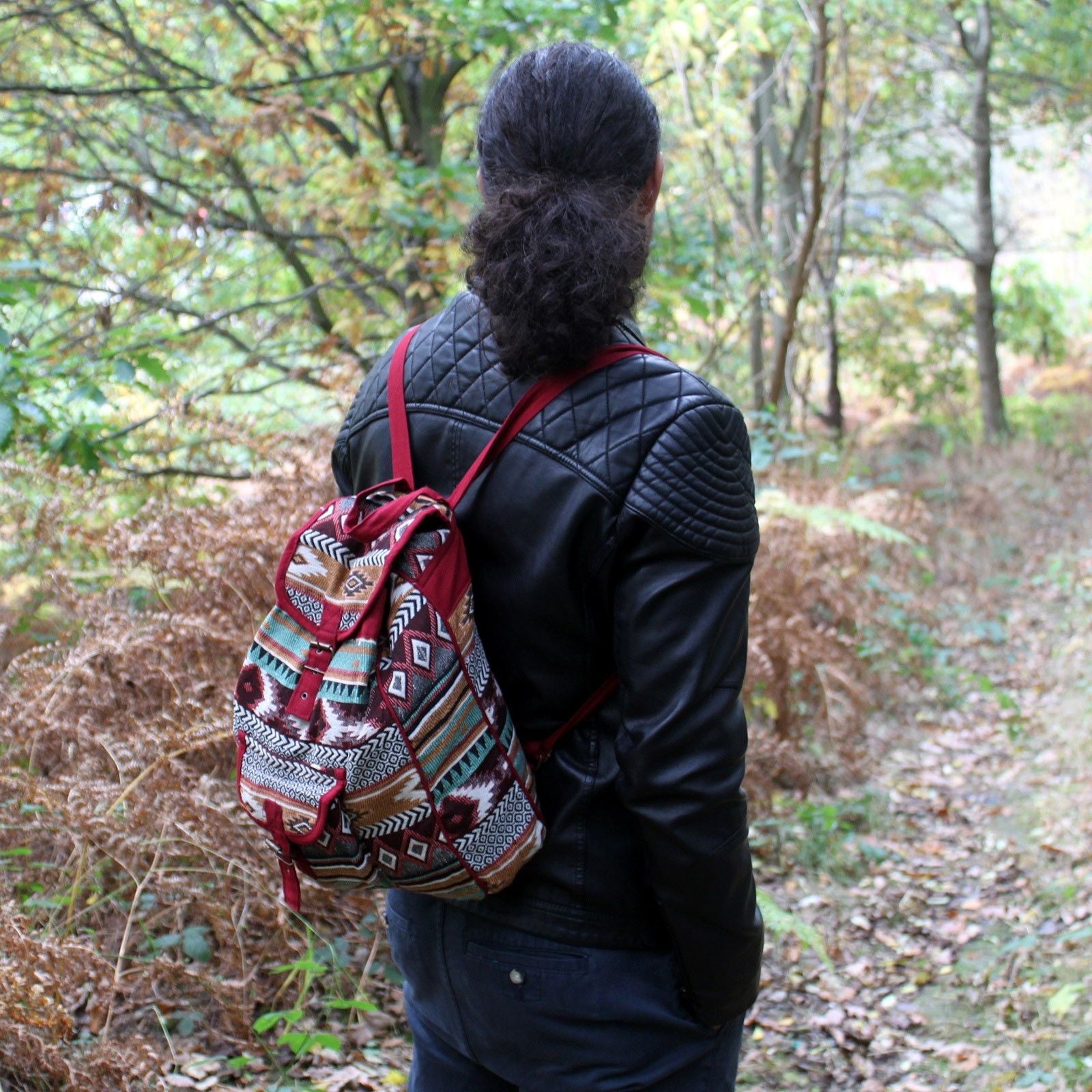 Sac à Dos Jacquard Ethnique – Coloris Chocolat | Style Népalais | Artisanal