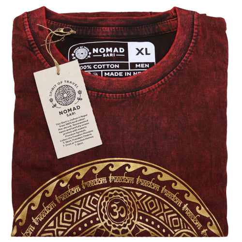 * T-Shirt en Coton Délavé Nomad Sari – Chakra – Bordeaux – XL