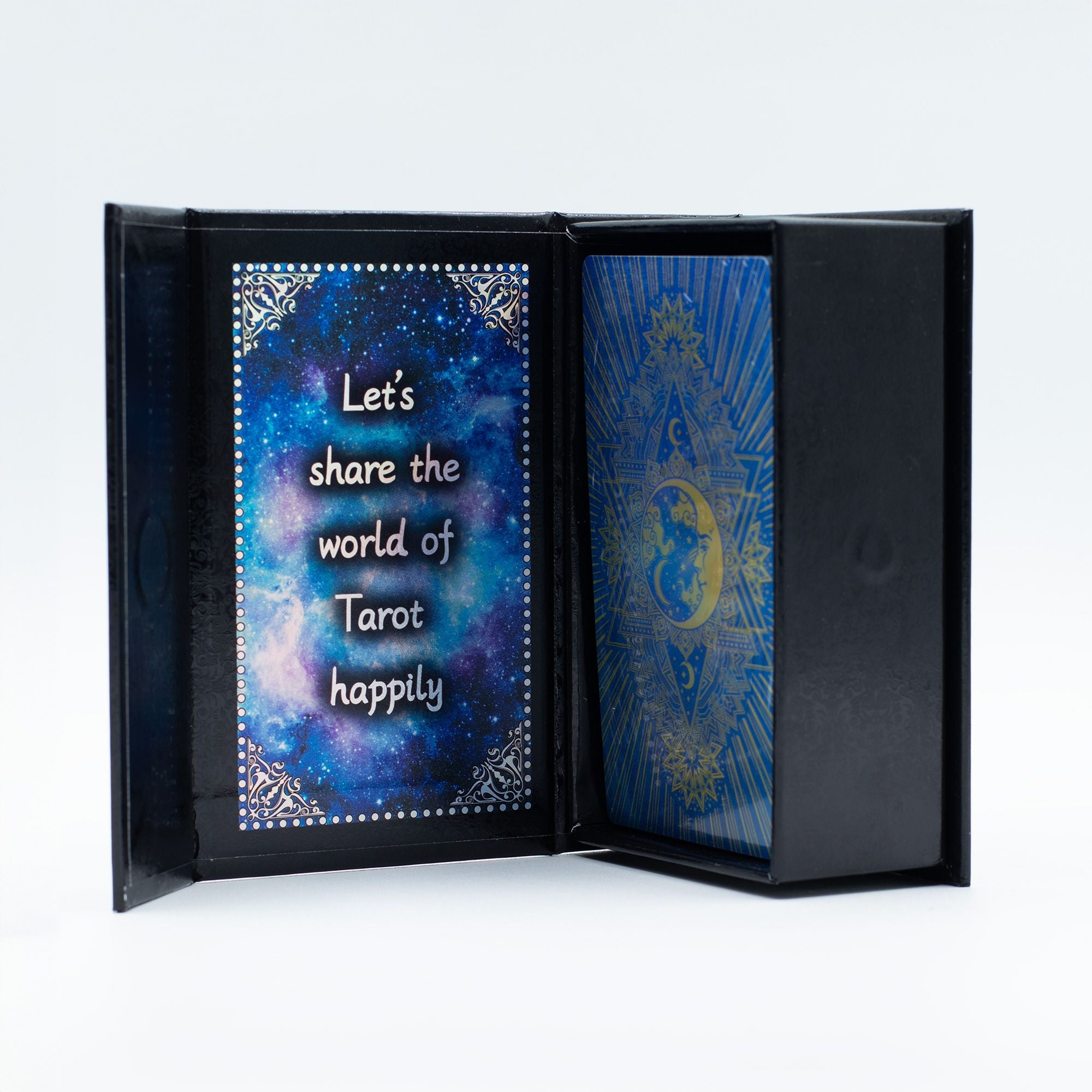 Jeu de Tarot Visage de Lune Feuille d'Or Bleue – 78 Cartes & Livret Complet