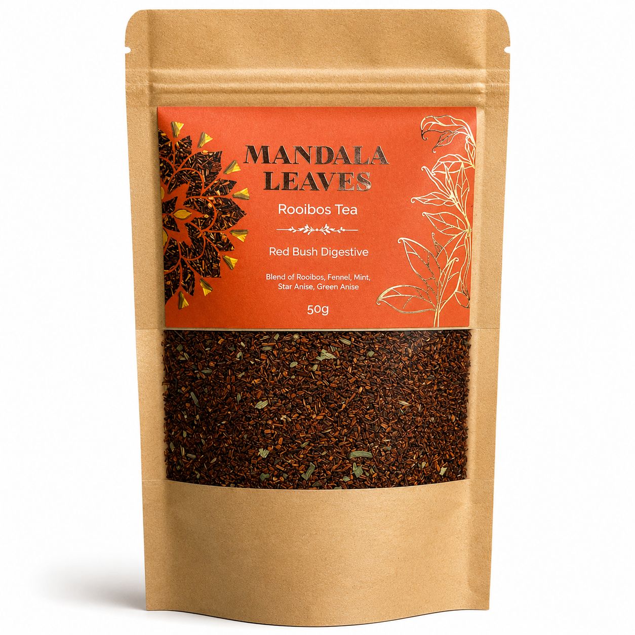 Red Bush Digestive 50g – Rooibos Menthe & Anis Étoilé | Infusion Digestive Artisanale Sachet