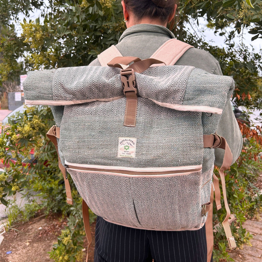 Sac à Dos de Trek en Chanvre – Rolling Sauge | Artisanal Népal