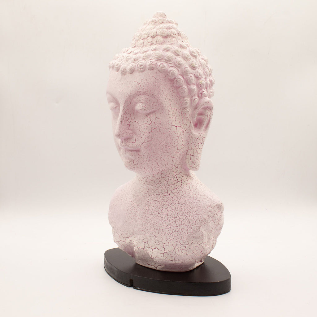 * Lampe buste de Bouddha – Finition cerise craquelée et socle ovale
