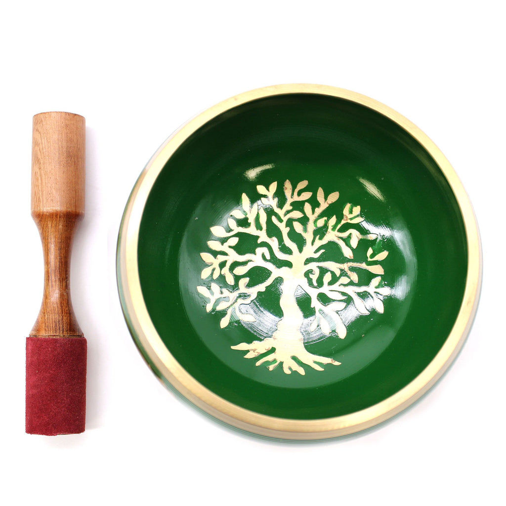 * Grand coffret de bol chantant vert Arbre de vie, 14 cm