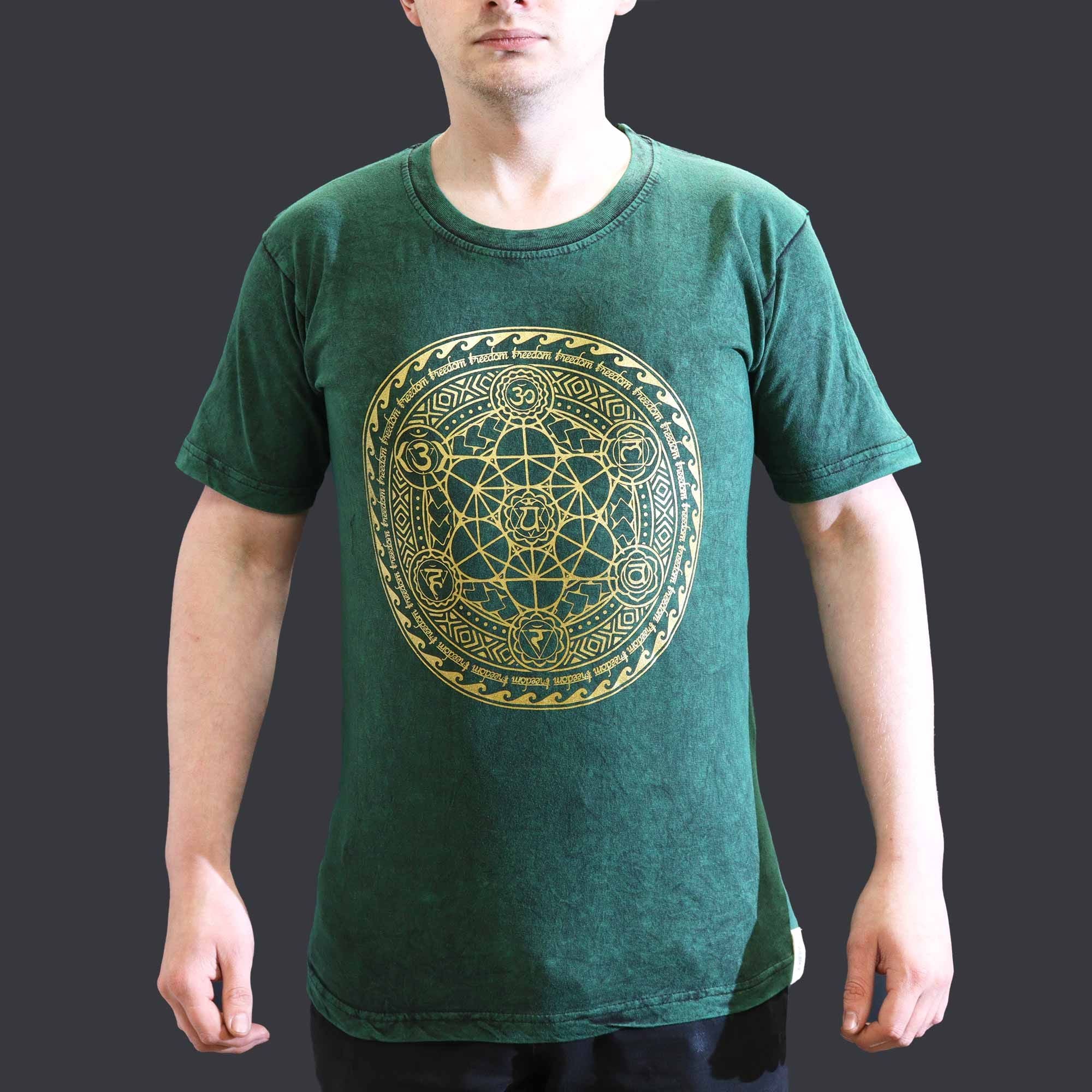 * T-Shirt en Coton Délavé Nomad Sari – Chakra – Vert – S