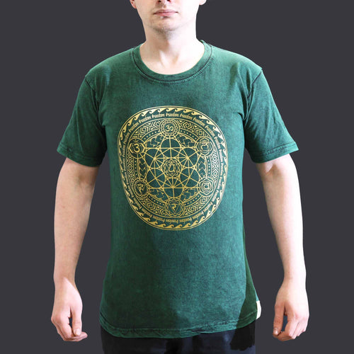 * T-Shirt en Coton Délavé Nomad Sari – Chakra – Vert – S