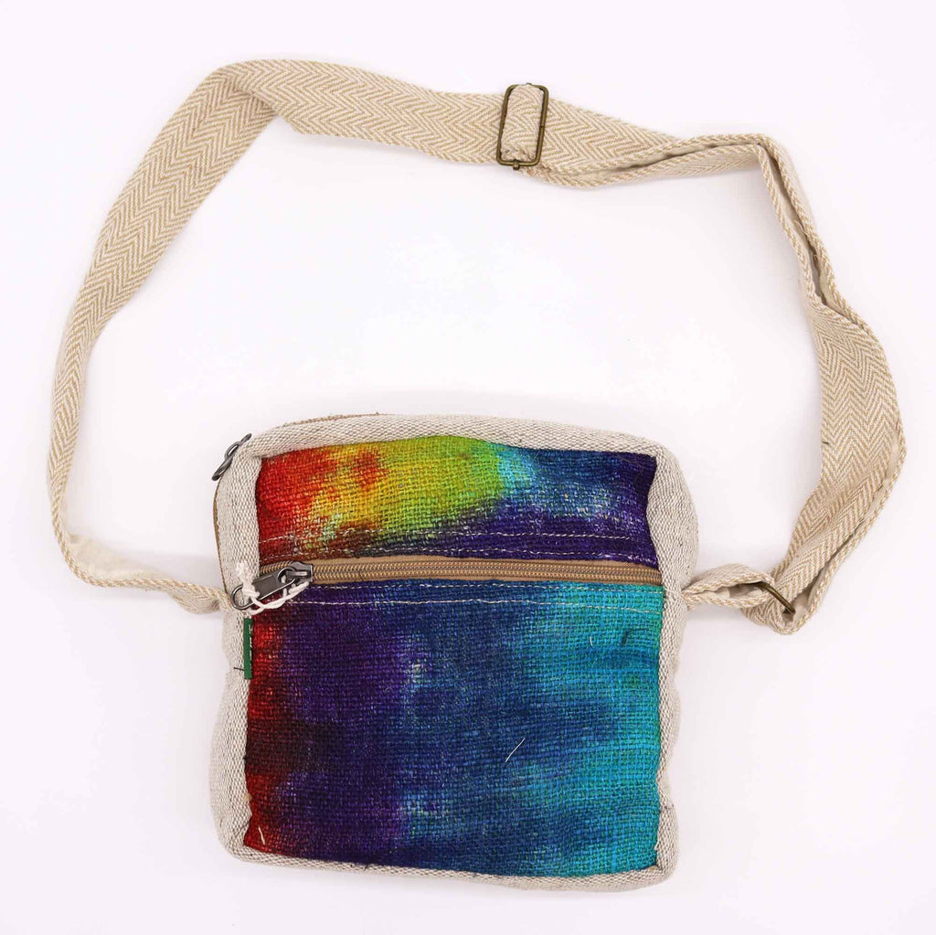 Sacoche Messenger Tie-Dye en Chanvre – 1 Zip | Teinture Artisanale | Fait Main Népal