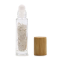 * Flacon roll-on pour huiles essentielles en cristal de roche – Bouchon en bois + embout à bille en cristal de roche pour flacon de 5 ml