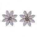 * Boucles d’oreilles fleurs en verre vintage – Teinte perle