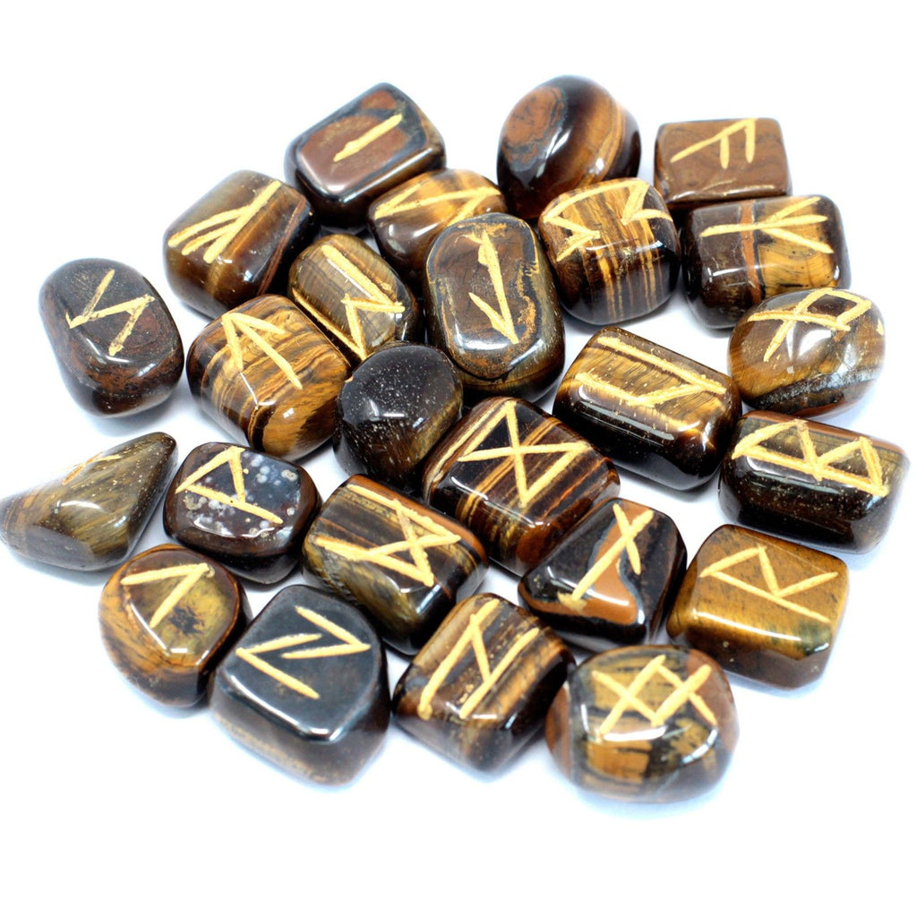 Set de Pierres Runiques en Pochette – Œil de Tigre