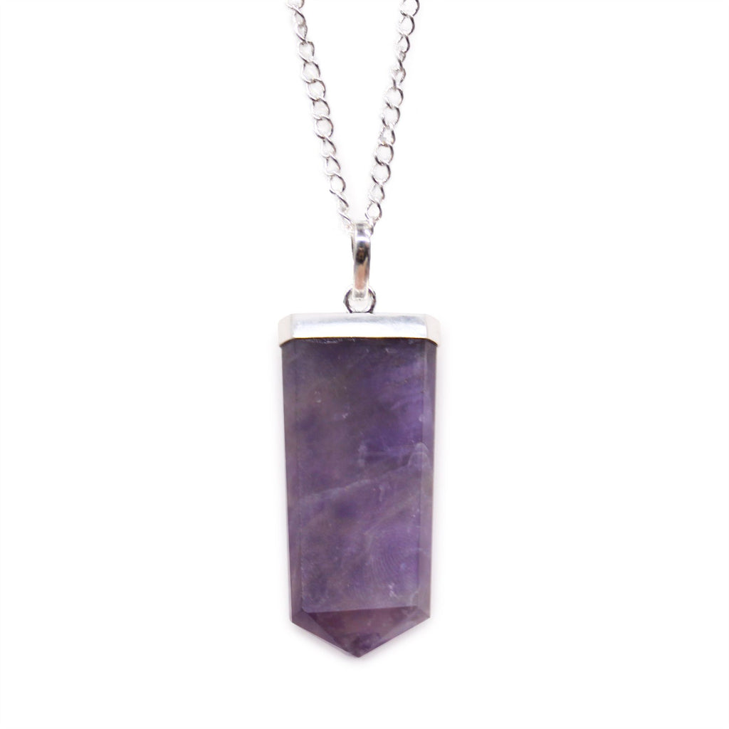 Pendentif plat en améthyste en forme de crayon