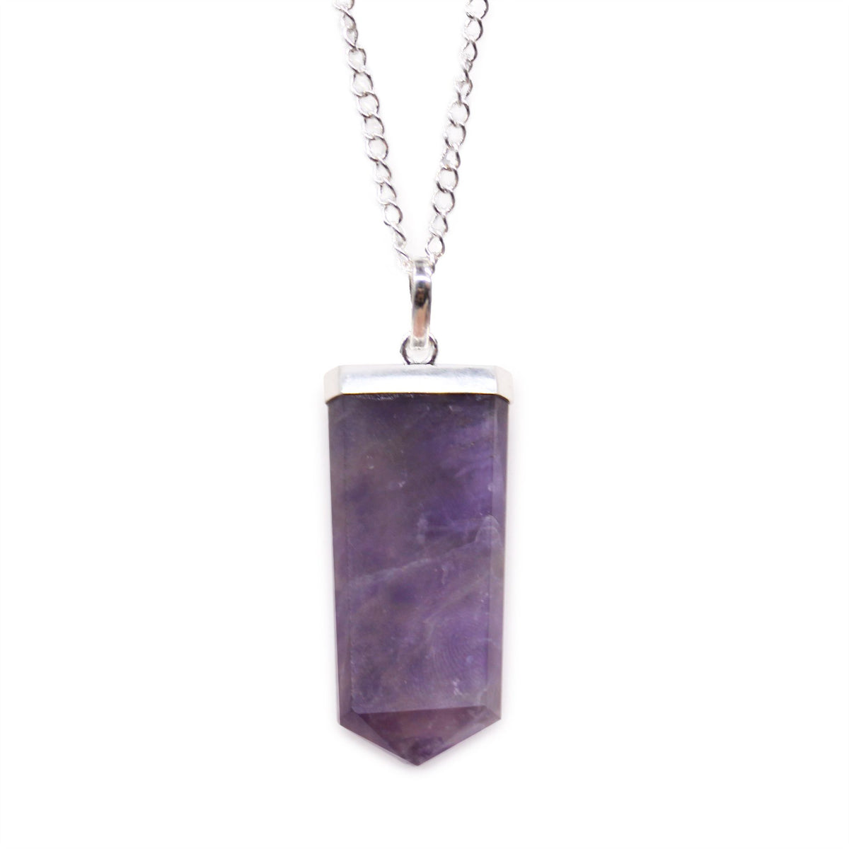 Pendentif plat en améthyste en forme de crayon