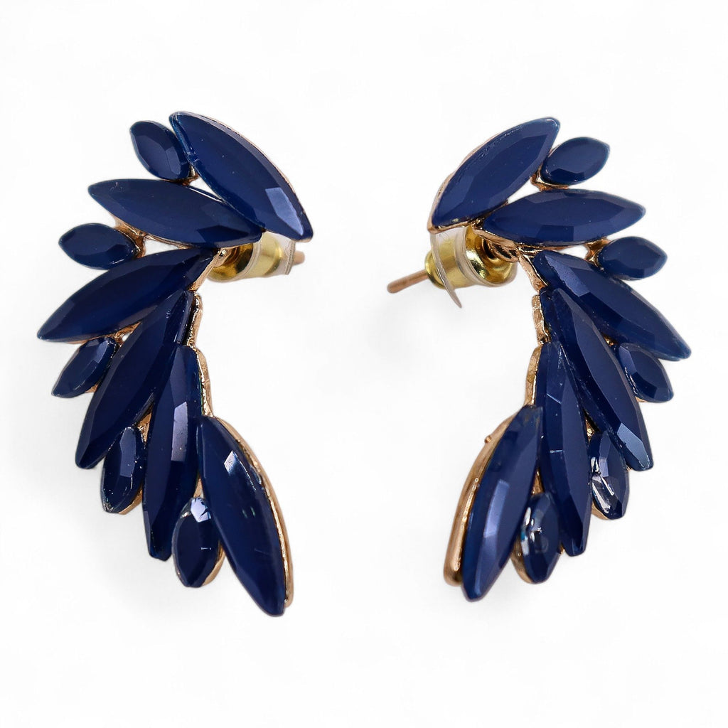 * Boucles d’oreilles ailes d’ange en verre vintage – Bleu royal