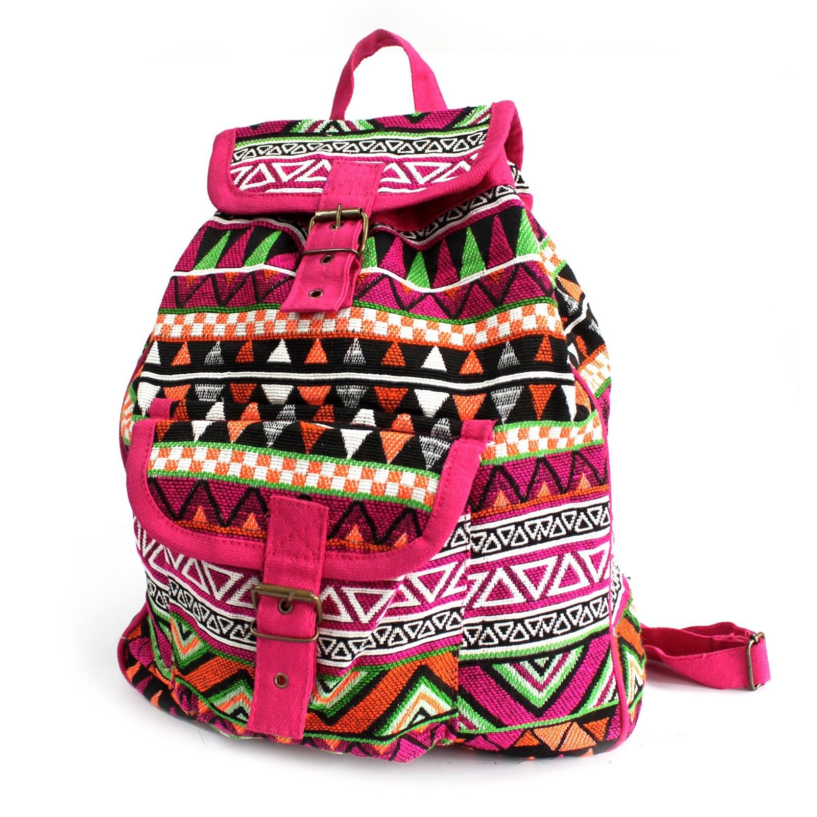 Sac à Dos Jacquard Ethnique – Coloris Rose | Style Népalais | Artisanal