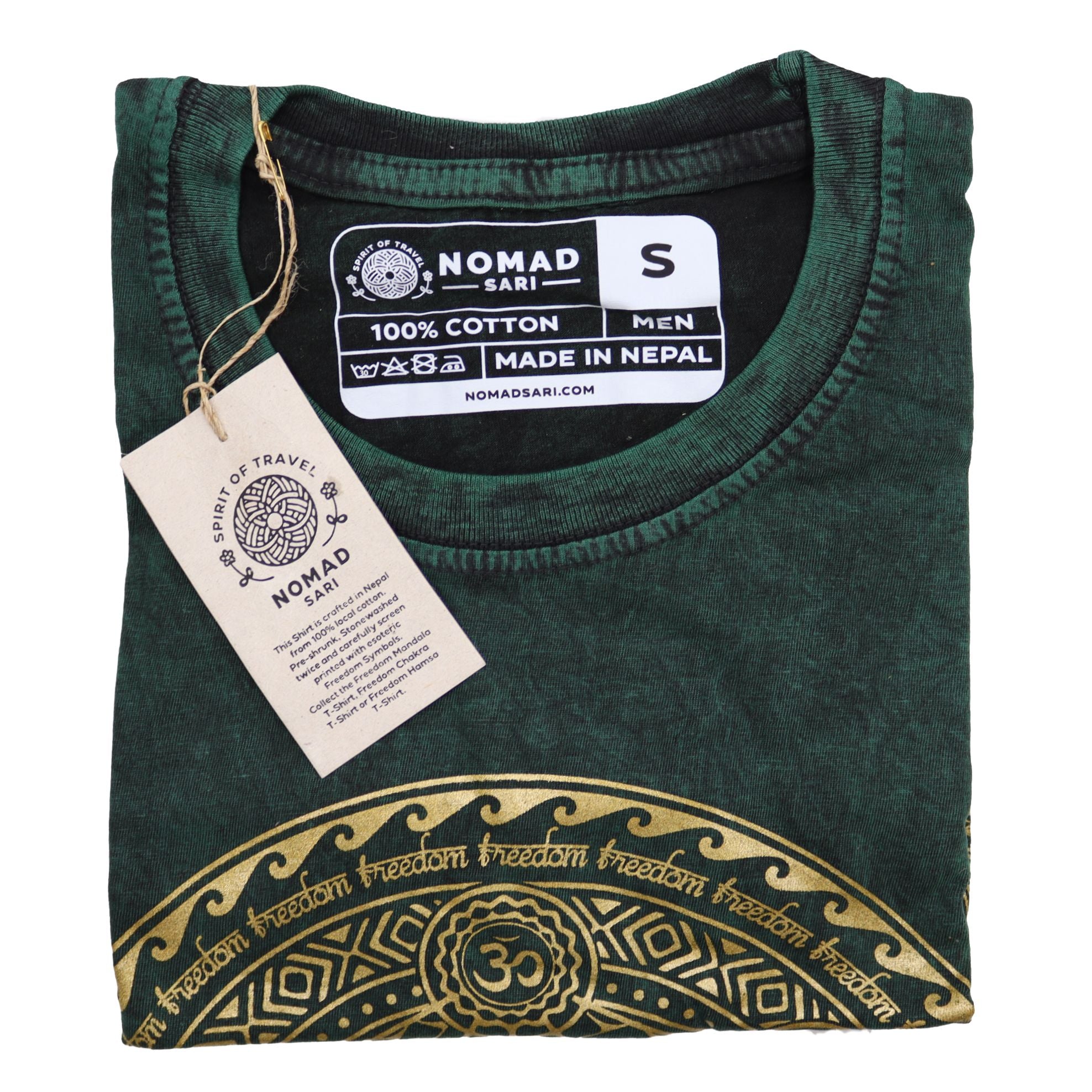 * T-Shirt en Coton Délavé Nomad Sari – Chakra – Vert – S