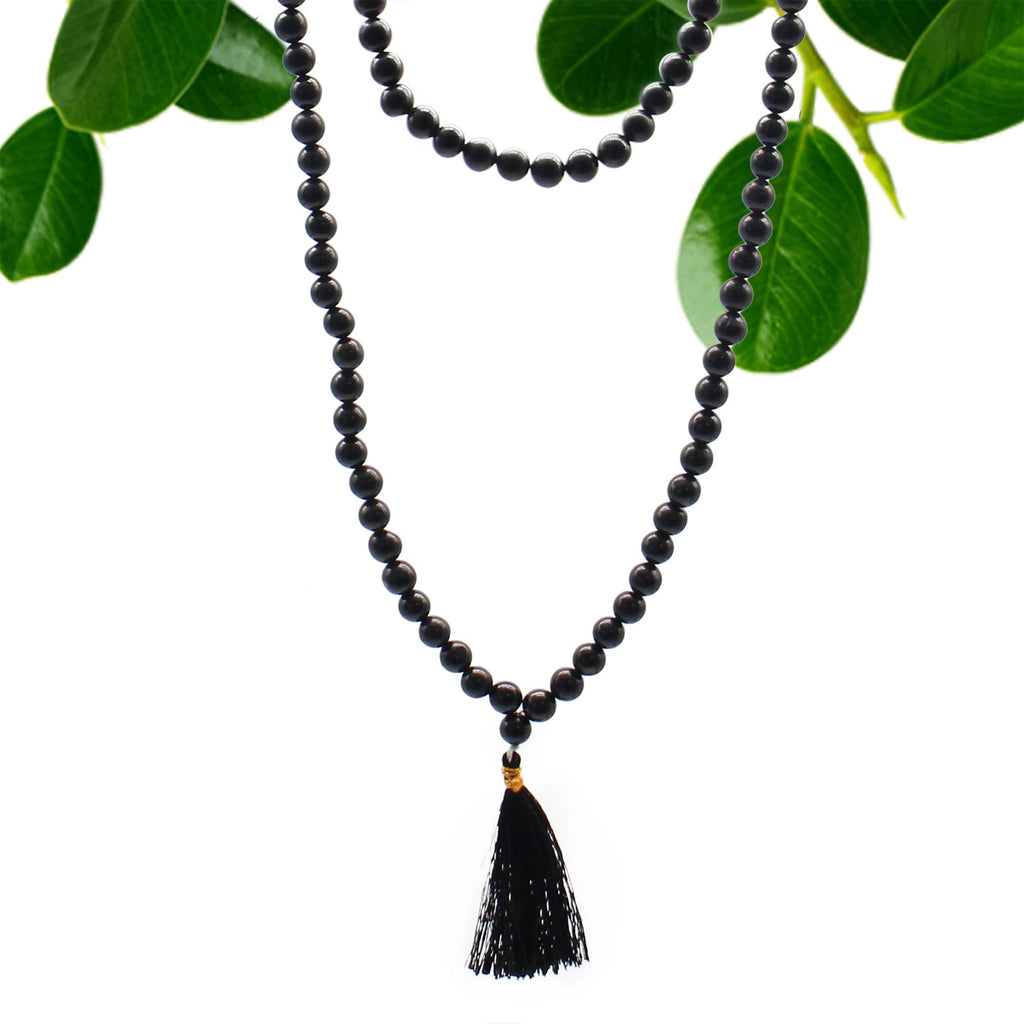 * Mala de 108 perles en agate noire