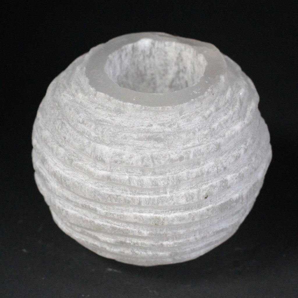 Photophore boule de neige en sélénite – 8 cm