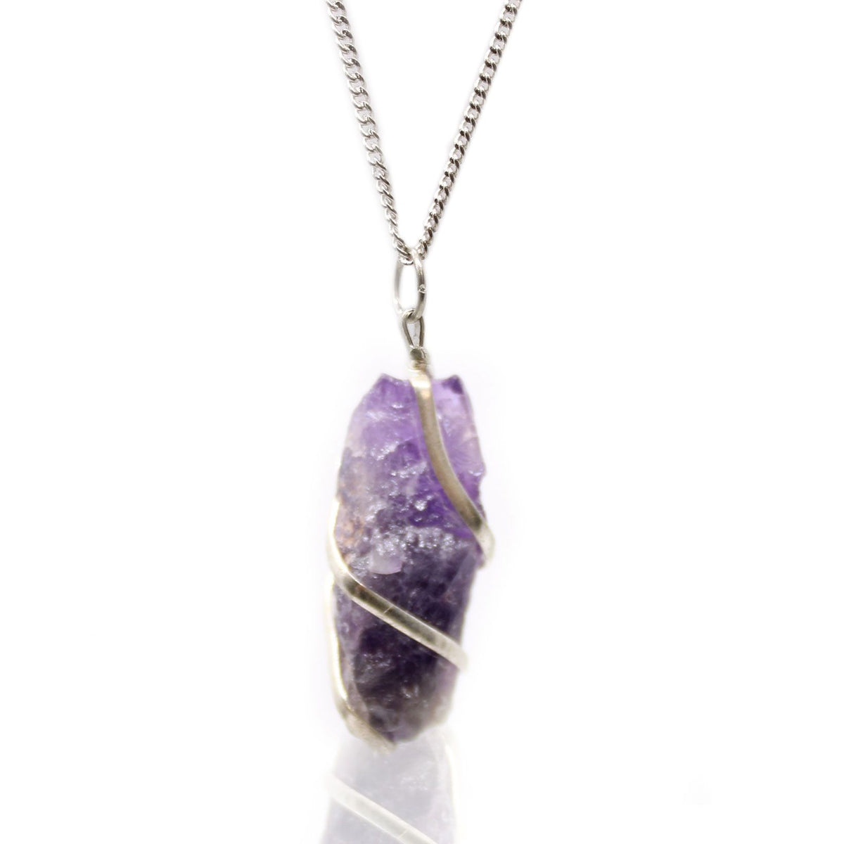 Collier cascade en améthyste brute enroulée