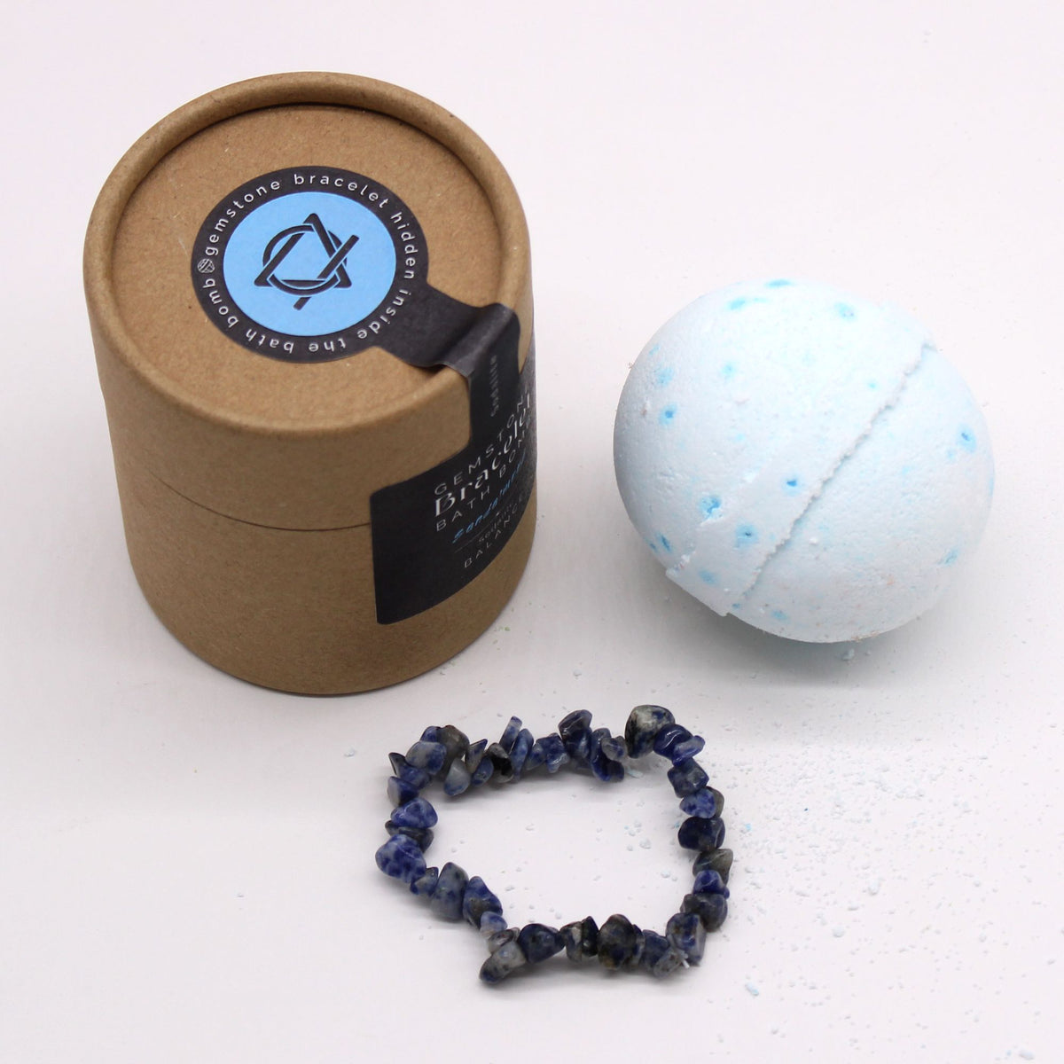 * Bombe de bain avec bracelet en sodalite – Bois de santal et sel marin