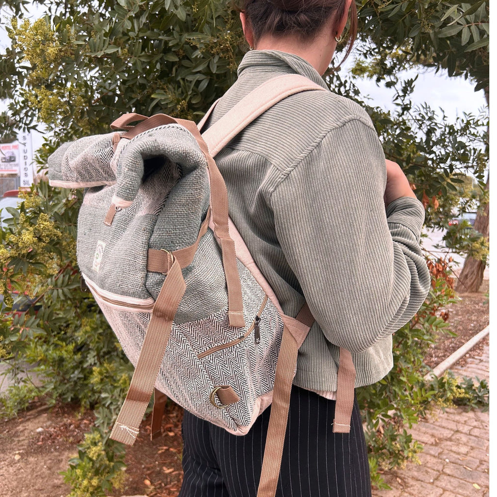 Sac à Dos de Trek en Chanvre – Rolling Sauge | Artisanal Népal